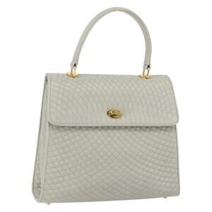 BALLY Hand Bag Leather Ivory Gold Auth 157907
